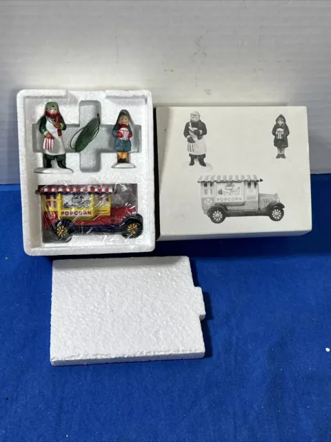 Dept 56 Heritage Village Collection  Popcorn Vendor Set Of 3 5958-7 Handpainted