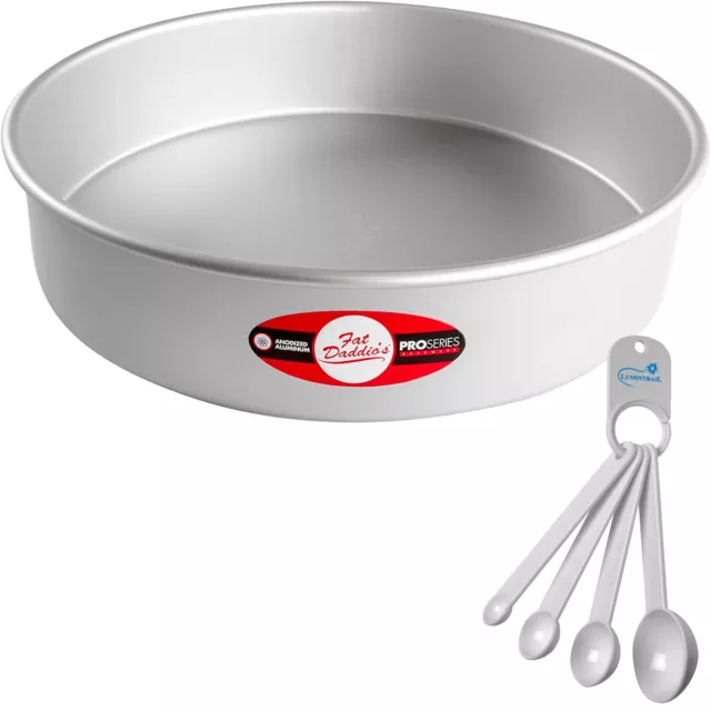 Fat Daddio's Anodized Aluminum Round Cake Pan 13"x3", with Lumintrail Spoon Set