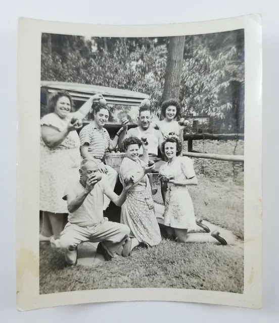Vintage Snapshot Photo People Showing Off Their Tomato Harvest