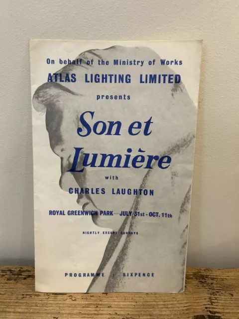 Vintage 1958 Son et Lumiere At Royal Greenwich Park London Theatre Programme