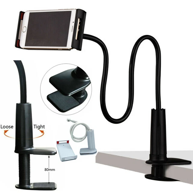 Flexible 360 Clip Mobile Cell Phone Holder Lazy Bed Desktop Bracket Mount Stand