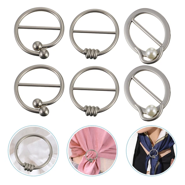 Anillos de ajuste con hebilla bufandas para mujer con clip de bufanda aleación de plata