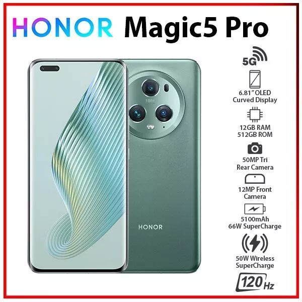 Honor Magic 5 Pro 5G 12/512GB GLOBAL VERSION 6.81 OLED Snapdragon8Gen2 By  FedEx 