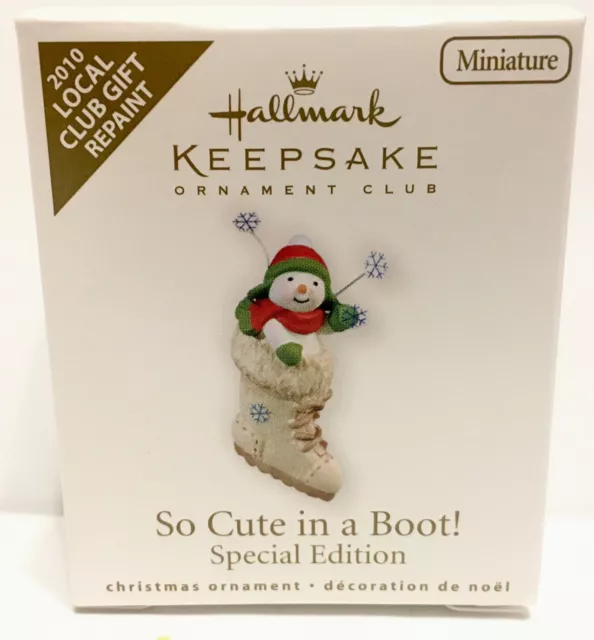 2010 Hallmark SO CUTE IN A BOOT! Local KOC Club Repaint Miniature ORNAMENT