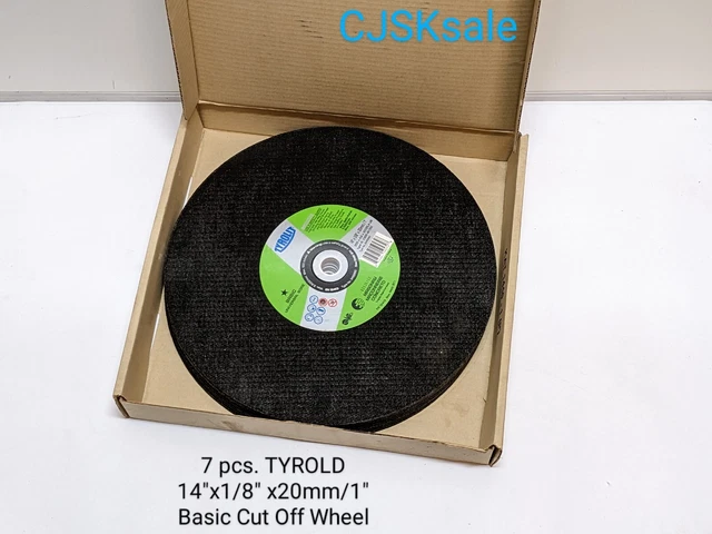 7 pcs. TYROLIT 14"x1/8"x20 mm/1"  Basic Cut Off Wheel Type 34169160   (NEW).