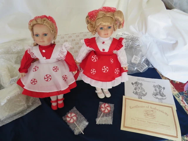 NIB Heritage Signature Collection "The Peppermint Twins" Dolls. Complete
