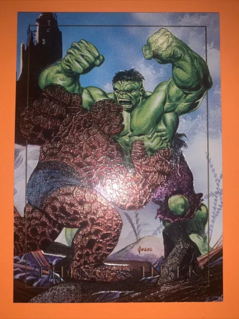 1992 Marvel Masterpieces 🔥 Thing vs Hulk Battle Spectra Etch Foil #1-D