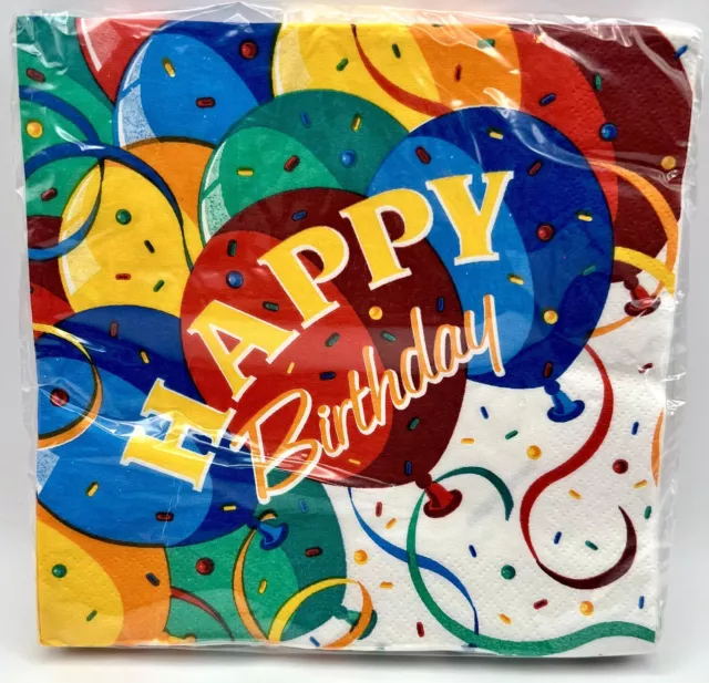 Birthday Bash Bright Colors Happy Balloons Party Supplies Paper Luncheon Napkins