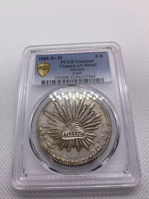 1884 Zs JS 8 Reales Zs69 PCGS AU Details 8R Mexico Silver Coin #7964
