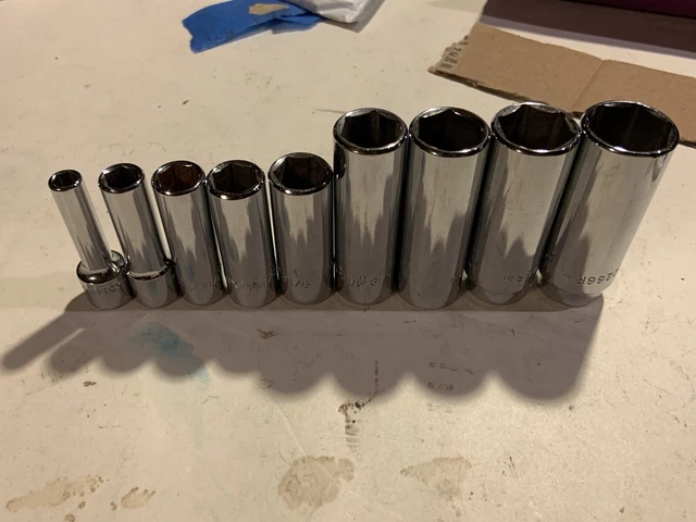 Mac Tools Deep 3/8 Drive 6 Point Sockets SAE Lot Of 9