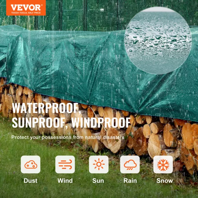 VEVOR Lona Impermeable de PVC 5 x 9 m Lona de PVC Resistente con Ojales, Verde 2