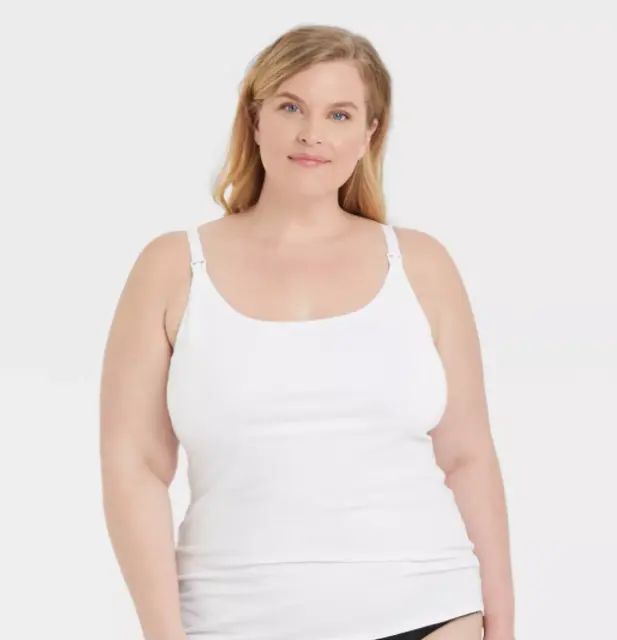 2 Pack - Gilligan O’Malley Women's Plus Size Nursing Cami Adjustable, White 2XL