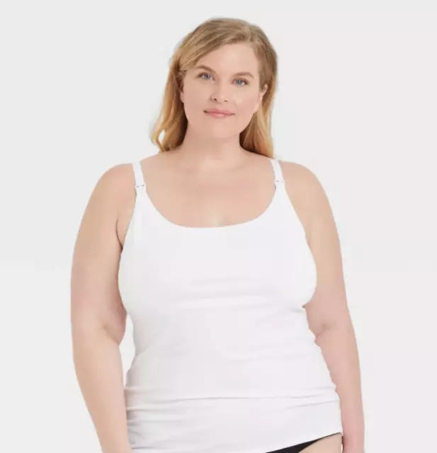 Gilligan O’Malley Women's Plus Size Nursing Cami, Adjustable Straps, White 2XL