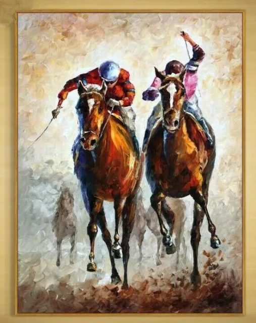 MODERN ABSTRACT HUGE OIL PAINTING ON CANVAS  Racehorse  24x36"