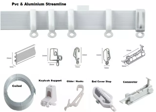 Streamline White Made To Measure Bendable Pvc & Aluminium Curtain Track Set