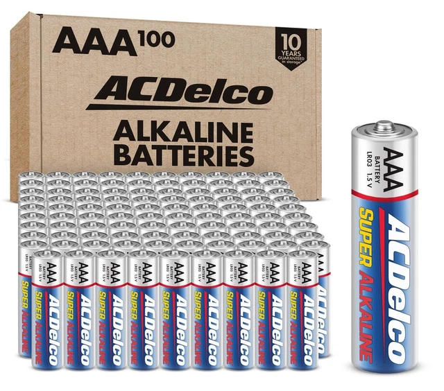 ACDELCO 100COUNT AAA Batteries, Maximum Power Super Alkaline Battery