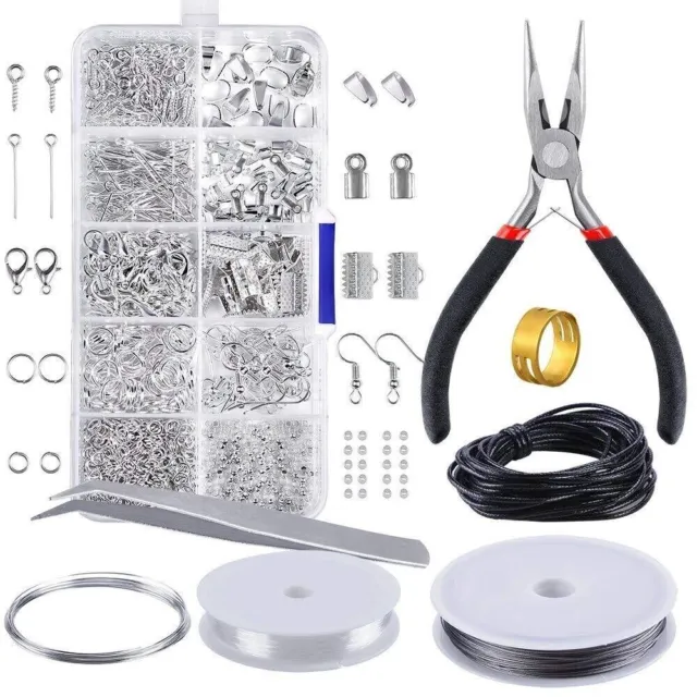 877x Jewelry Making Supplies Kit Earring Findings Pliers Necklace Repair Tools