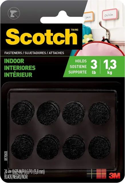 Scotch Multi-Purpose Hook and Loop Fasteners,58 in x 58 in, Circles,24 Sets 1 PK