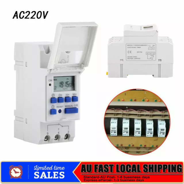 Digital LCD Power Programmable DIN Rail Timer Time Switch Relay AC 220V -240V AU