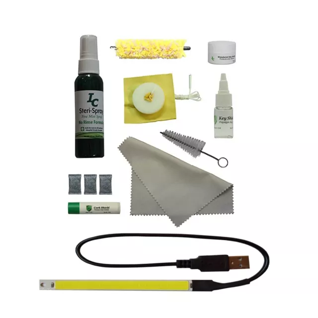 Saxophone Care Kit, Leak Light, Swab, Mouthpiece Brush, Neck Snake, Cleaner