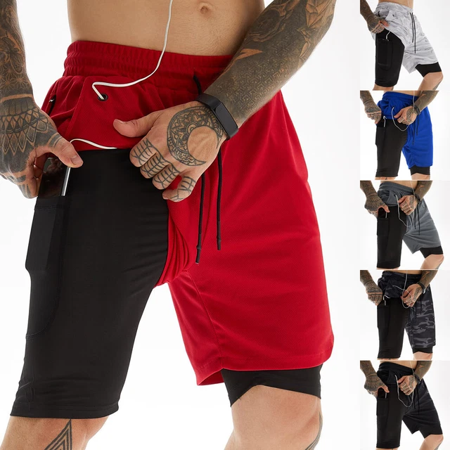 Mens Soft Sports Running Shorts Gym Training Workout Fitness Bottoms With Pocket