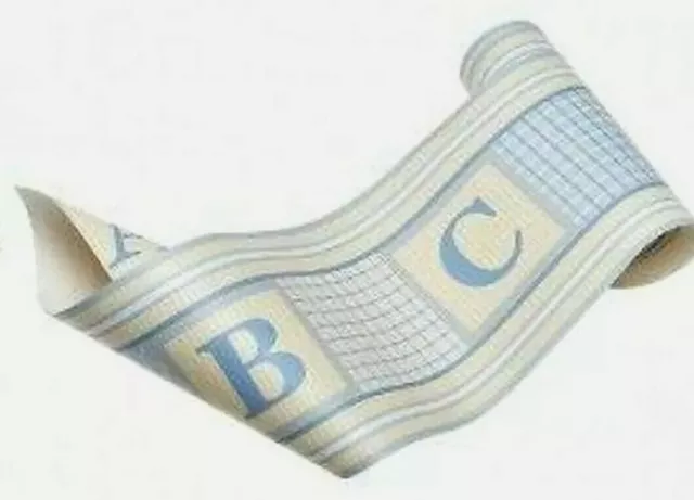 Nautica Kids Benjamin Wall Border Blue Yellow Alphabet Wallpaper Nursery 10 yds