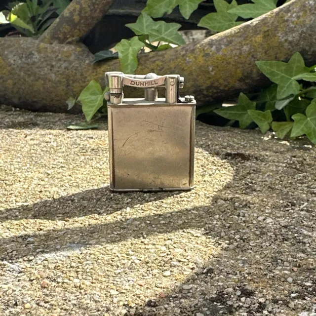 Ancien Vintage Briquet Essence DUNHILL PAT 143752 Laiton Chromé Lighter