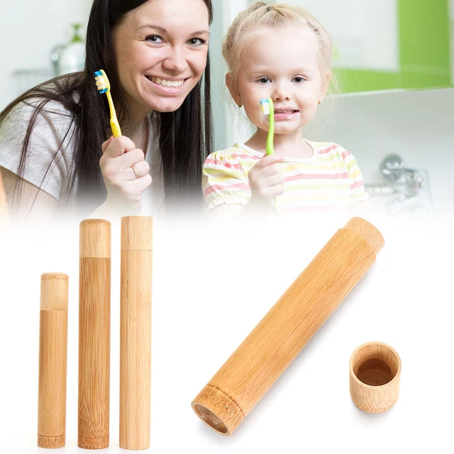 Estuche de cepillo de dientes portátil tubo de mango ecológico herramientas de madera tubo de bambú