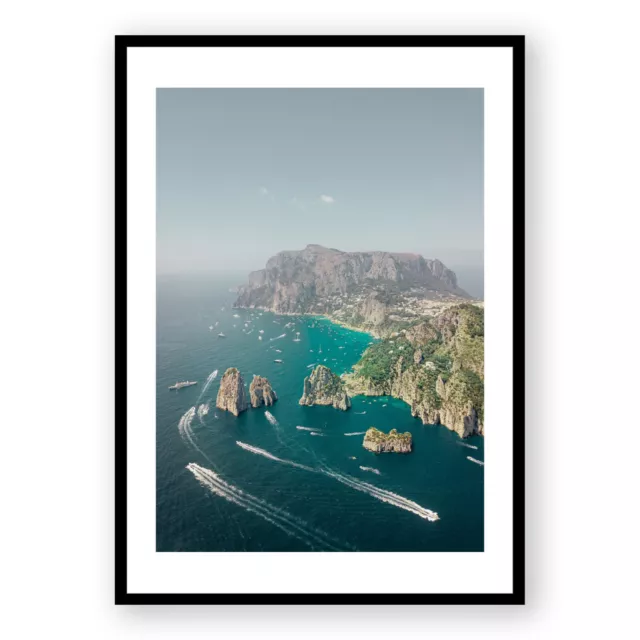 Capri Print , Italy Photography , Aerial Beach , Ocean Wall Art , Framed print
