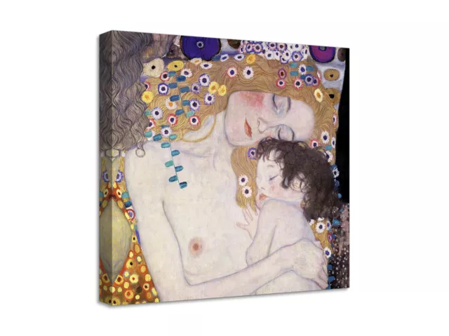 Quadro Stampa su Tela con Telaio in Legno Gustav Klimt - Le Tre età della donna