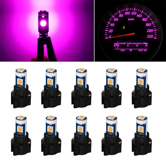 10pcs T5 Pink 3030 LED Instrument Gauge Cluster Dash Light Bulbs W/ Sockets