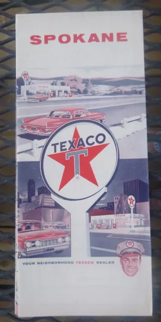 1960 Spokane  street map Texaco  oil  gas Washington Trentwood