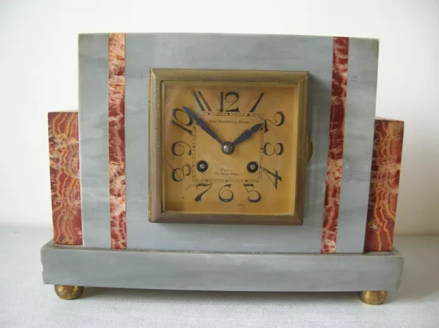 Ancienne pendule horloge mécanique Les ouvriers du Doubs Paris marbre Art Déco