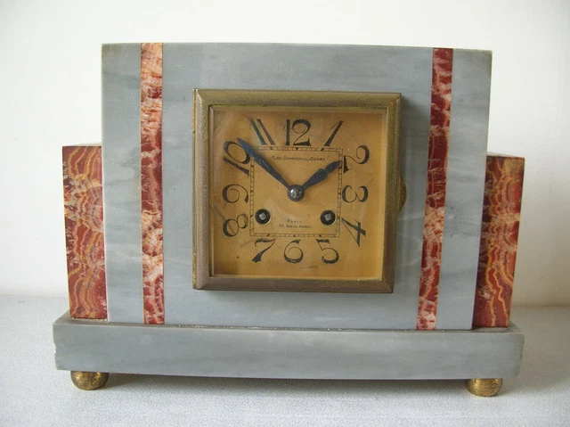 Ancienne pendule horloge mécanique Les ouvriers du Doubs Paris marbre Art Déco