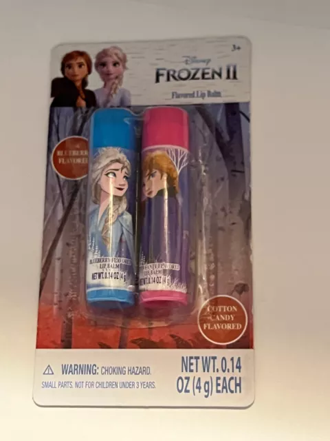 Frozen 2  Lip Balms NEW Cotton Candy & Blueberry 1 Snowberry Flavored Lip Gloss
