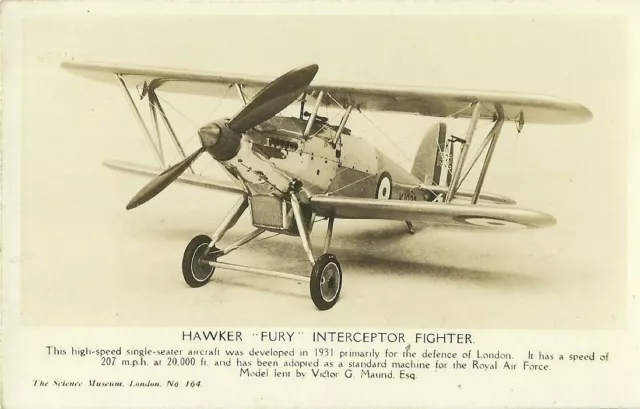 Hawker Fury Interceptor Fighter Plane C1960 The Science Museum #164 Real Photo