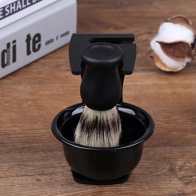 3 in 1 ciotola di sapone da barba con pennello e poppa setole a setole tazza