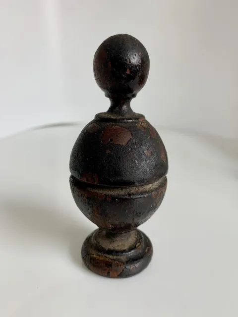 Decorative wood carving post finial topper Antique architectural salvage 4”