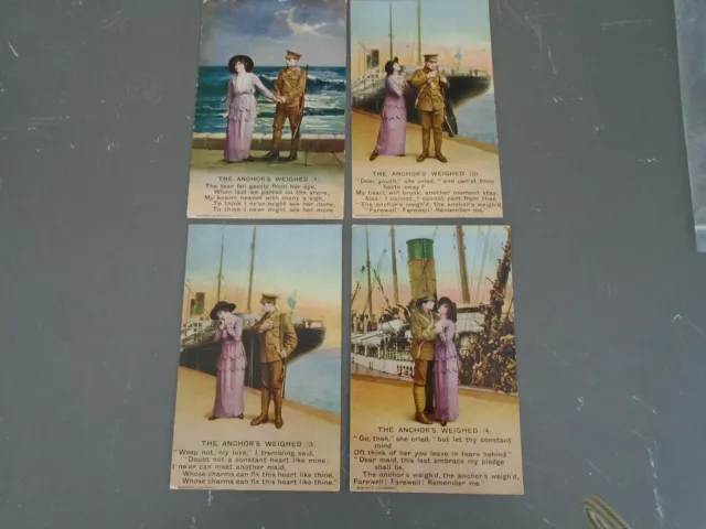 Bamforth Song Postcard Series 4824 - Set 4 Cards: The Anchor's Weighed