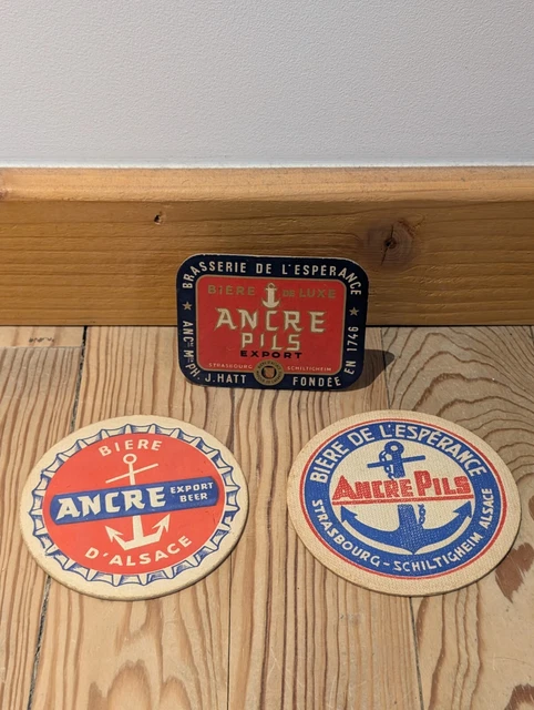 Ancien Sous-bock De Bière Publicitaire - ANCRE Alsace - Coaster Bierdeckel Vintage, Numéro 10. Idéal Pour Collection (tégestologie) Ou Déco Rétro.