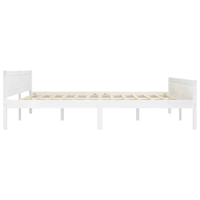 WHITE SOLID PINEWOOD Bed Frame 180x200 cm 6FT Super King, Sturdy Design