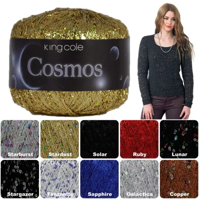 King Cole Cosmos Metallic Glitter Knitting Yarn with Sequins