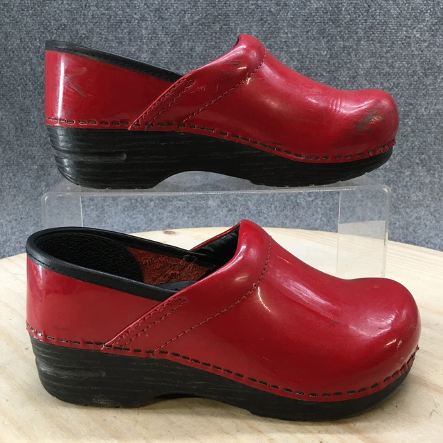 Dansko Shoes Womens 33 Professional Clog Slip On Comfort Heel Red Patent Leather