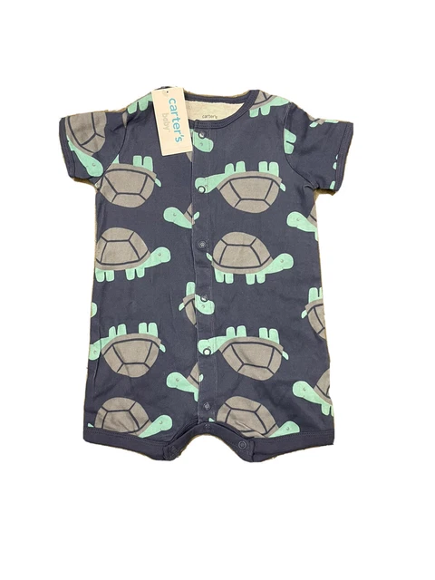 Carter's Baby Boy Blue Turtle Romper 18 Months