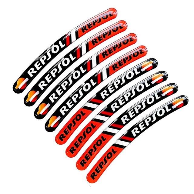 8PCS Repsol 3D Gel Reflective Motorcycle Wheel Hub Rim Strip Decal For Honda CBR