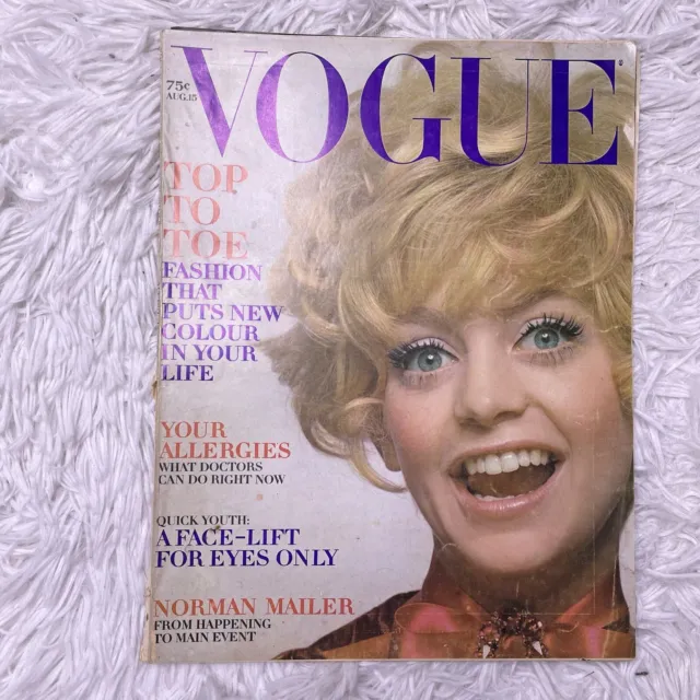 Vintage VOGUE US Goldie Hawn August 15 1969 Vintage Fashion Magazine 1960s Retro