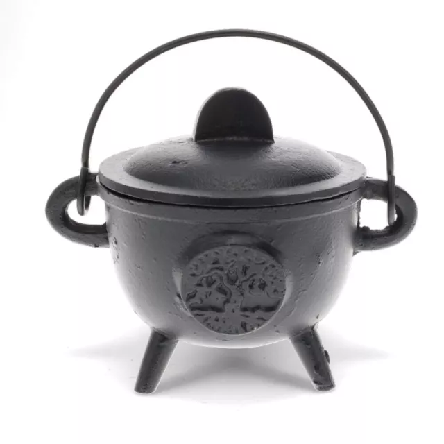 Tree Of Life Black Matt Cauldron Cast Iron Incense Burner Smudge Heat Resistant