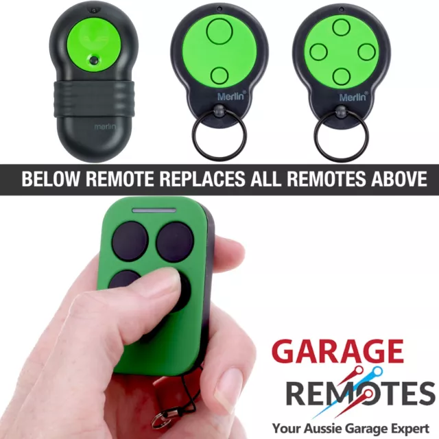 New Merlin Garage Door Remote Control M842 Green Keyring Genuine Transmitter x1