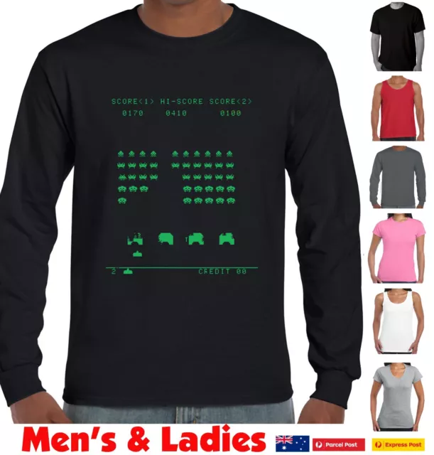Space Invaders t shirt alien invader 70's retro 80's gamer Funny T shirts retro