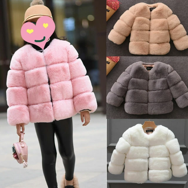 Hot Sweet Girls Fur Winter Coat Kids Fax Coats Thick Warm Parka Jackets Coat